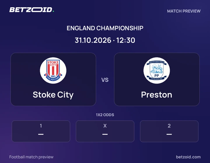 Stoke City - Preston Stoke City vs Preston: England Championship match preview with team badges and kick-off details.