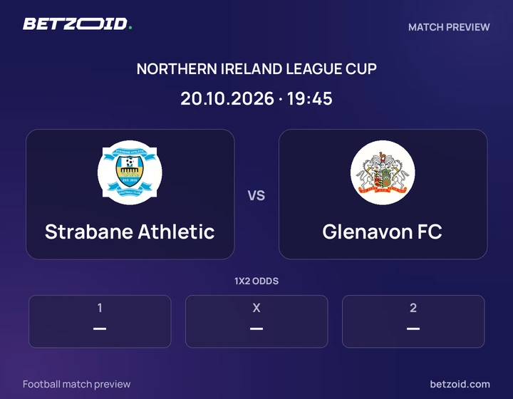 Strabane Athletic vs Glenavon FC: Northern Ireland League Cup match preview with team badges and kick-off details.
