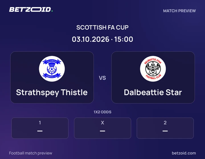 Strathspey Thistle - Dalbeattie Star Strathspey Thistle vs Dalbeattie Star: Scottish FA Cup match preview with team badges and kick-off details.