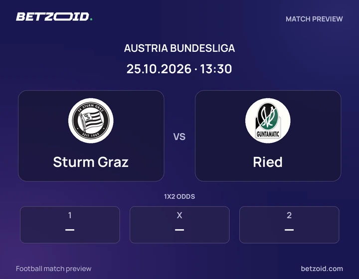 Sturm Graz - Ried Sturm Graz vs Ried: Austria Bundesliga match preview with team badges and kick-off details.