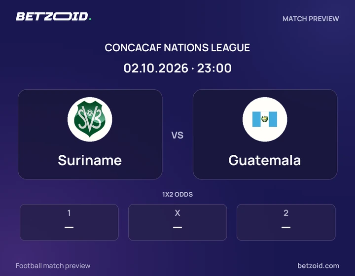 Suriname - Guatemala Suriname vs Guatemala: CONCACAF Nations League match preview with team badges and kick-off details.
