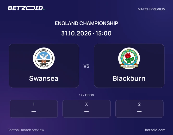 Swansea vs Blackburn: England Championship match preview with team badges and kick-off details.