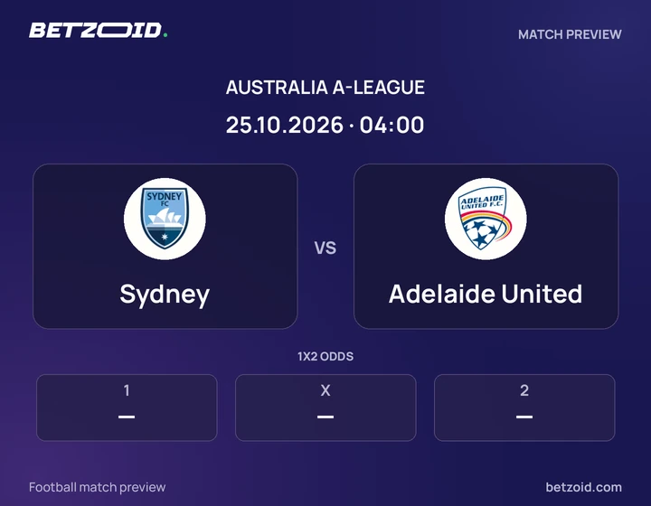 Sydney - Adelaide United Sydney vs Adelaide United: Australia A-League match preview with team badges and kick-off details.