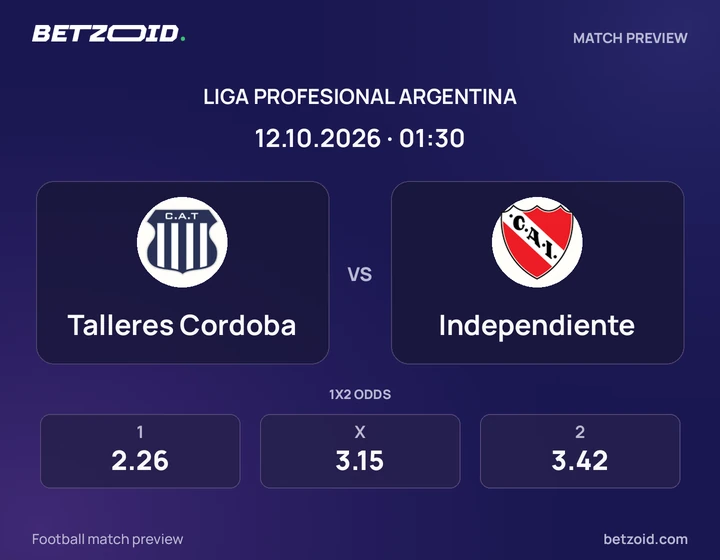Talleres Cordoba vs. Independiente Talleres Cordoba vs. Independiente: imagen del partido de Liga Profesional Argentina.
