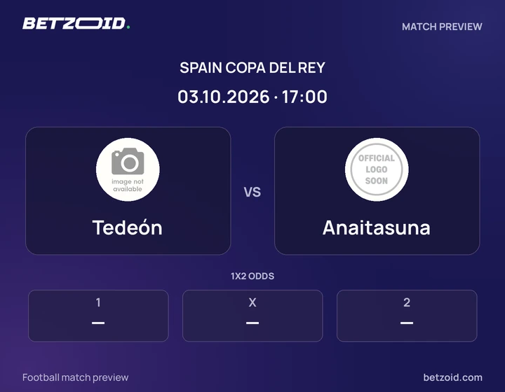 Tedeón vs Anaitasuna: Spain Copa del Rey match preview with team badges and kick-off details.