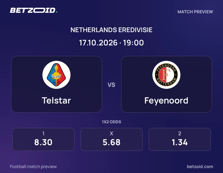 Telstar – Feyenoord Telstar – Feyenoord: wedstrijdafbeelding voor Eredivisie.