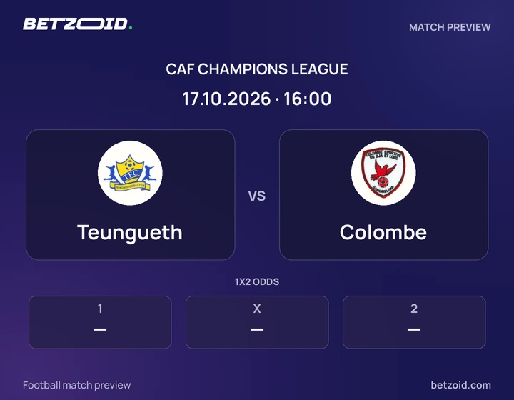 Teungueth vs Colombe: CAF Champions League match preview with team badges and kick-off details.