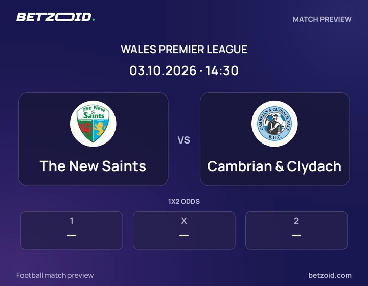 The New Saints - Cambrian & Clydach The New Saints vs Cambrian & Clydach: Wales Premier League match preview with team badges and kick-off details.