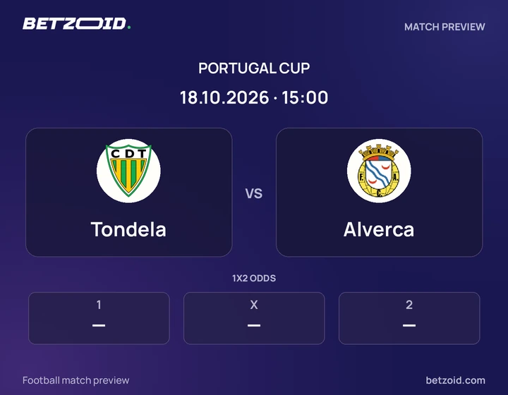 Tondela - Alverca Tondela vs Alverca: Portugal Cup match preview with team badges and kick-off details.