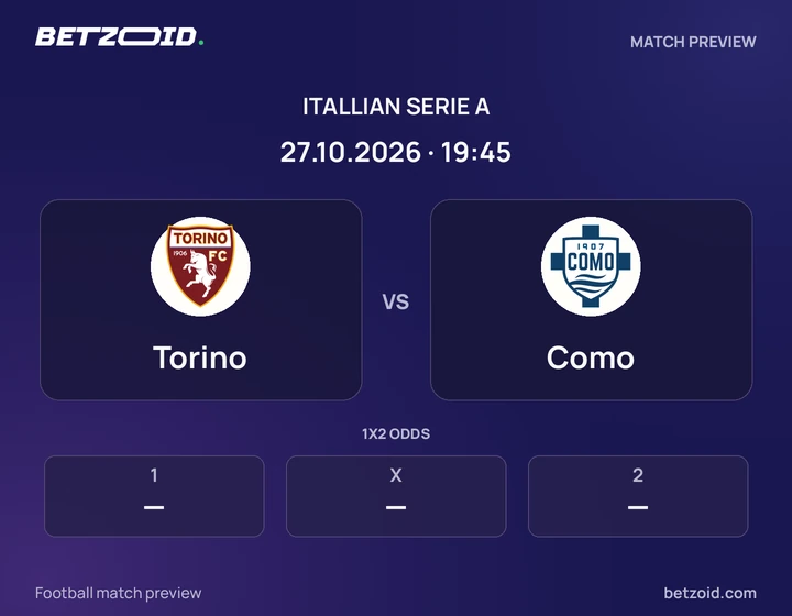 Torino - Como Torino vs Como: Itallian Serie A match preview with team badges and kick-off details.