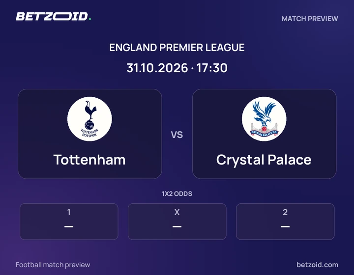 Tottenham - Crystal Palace Tottenham vs Crystal Palace: England Premier League match preview with team badges and kick-off details.