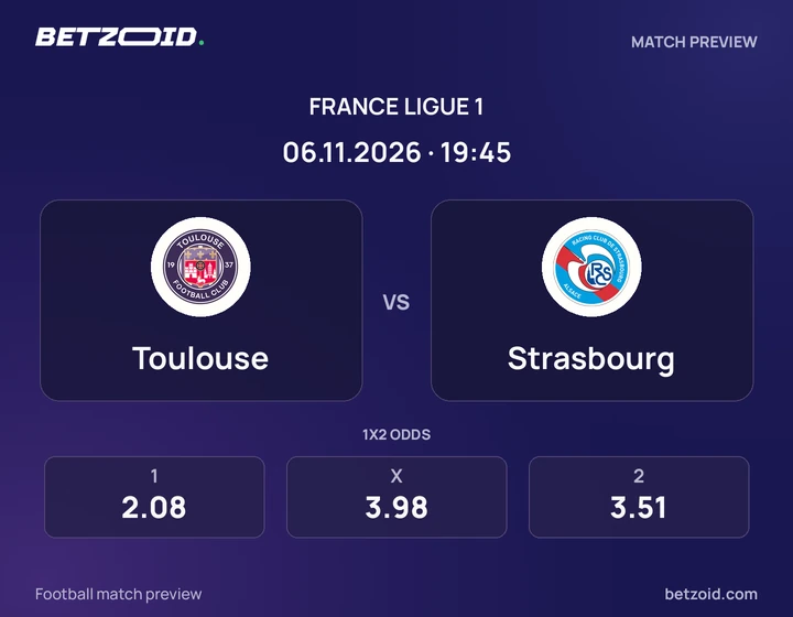 Toulouse – Strasbourg Toulouse – Strasbourg : présentation du match de Ligue 1 avec les logos des équipes et l’horaire du coup d’envoi.