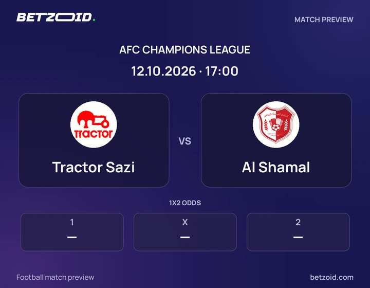 Tractor Sazi vs Al Shamal: AFC Champions League match preview with team badges and kick-off details.