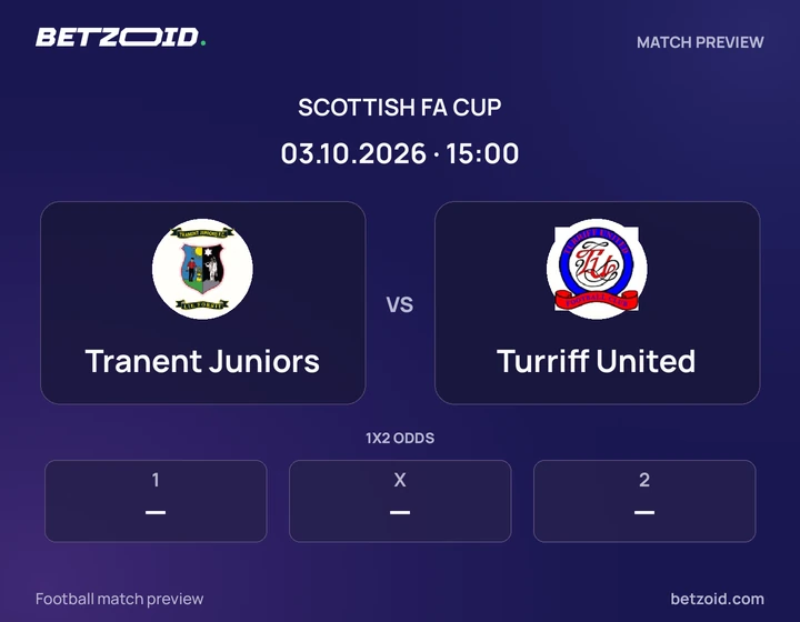 Tranent Juniors - Turriff United Tranent Juniors vs Turriff United: Scottish FA Cup match preview with team badges and kick-off details.