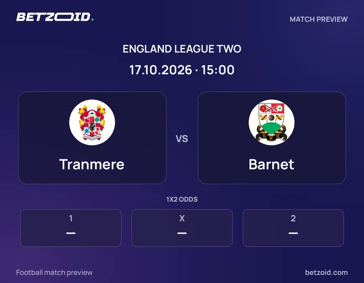 Tranmere vs Barnet: England League Two match preview with team badges and kick-off details.