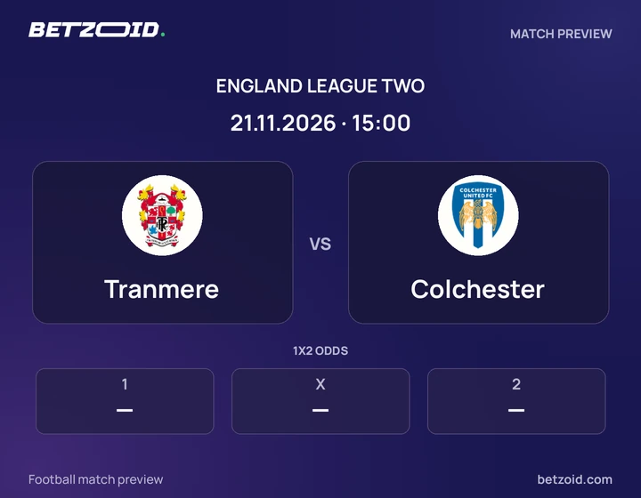 Tranmere - Colchester Tranmere vs Colchester: England League Two match preview with team badges and kick-off details.