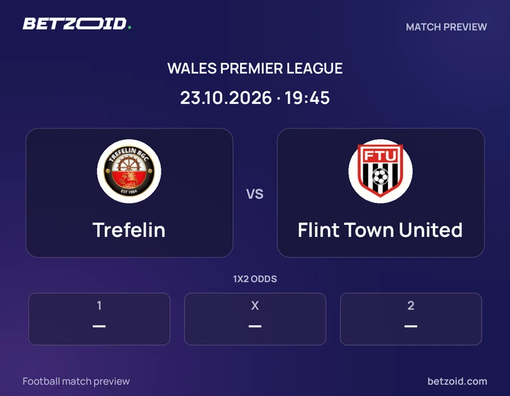 Trefelin vs Flint Town United: Wales Premier League match preview with team badges and kick-off details.