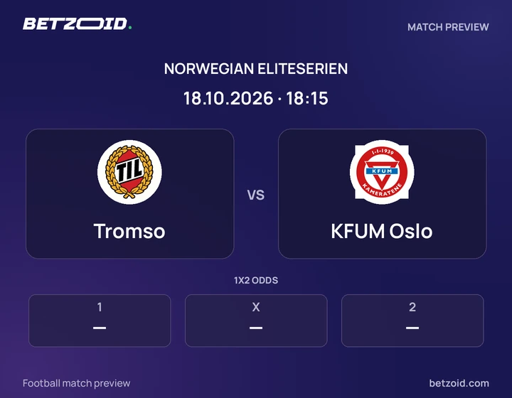 Tromso vs KFUM Oslo: Norwegian Eliteserien match preview with team badges and kick-off details.