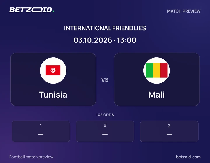 Tunisia - Mali Tunisia vs Mali: International Friendlies match preview with team badges and kick-off details.