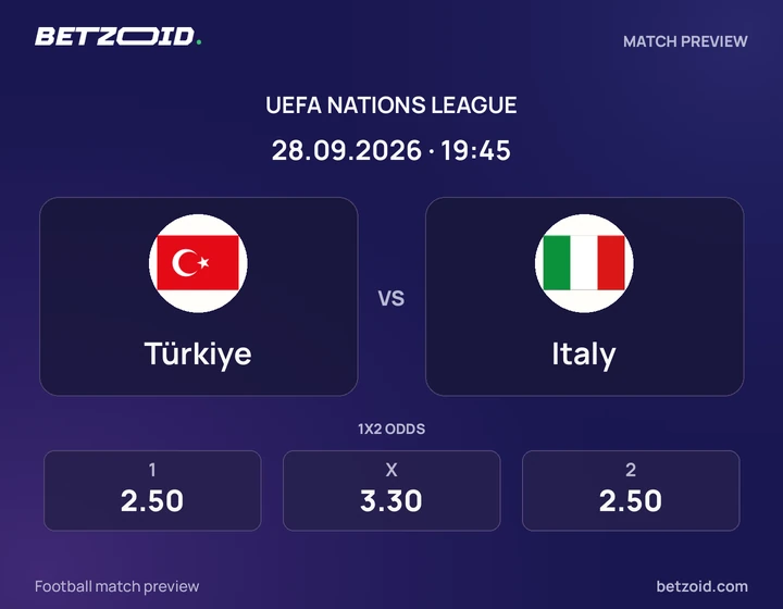 Türkiye - Italy Türkiye vs Italy: UEFA Nations League match preview with team badges and kick-off details.