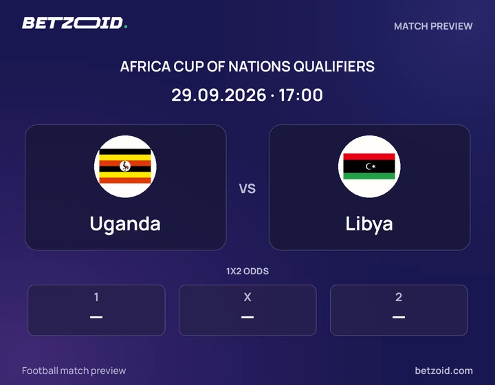 Uganda - Libya Uganda vs Libya: Africa Cup of Nations Qualifiers match preview with team badges and kick-off details.