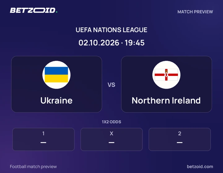 Ukraine vs Northern Ireland: UEFA Nations League match preview with team badges and kick-off details.