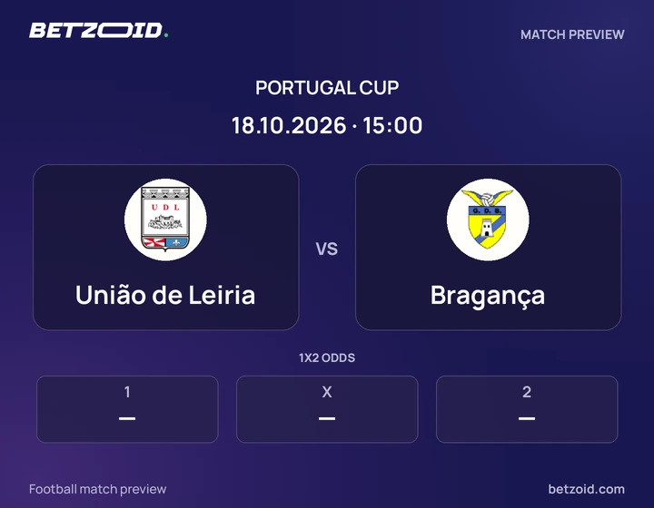 União de Leiria - Bragança União de Leiria vs Bragança: Portugal Cup match preview with team badges and kick-off details.