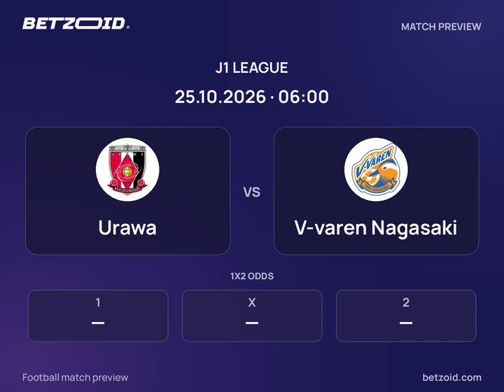 Urawa vs V-varen Nagasaki: J1 League match preview with team badges and kick-off details.