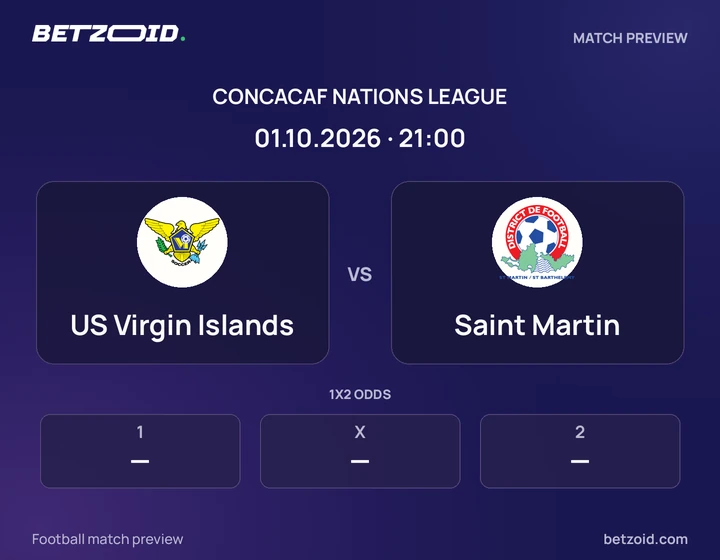 US Virgin Islands vs Saint Martin: CONCACAF Nations League match preview with team badges and kick-off details.