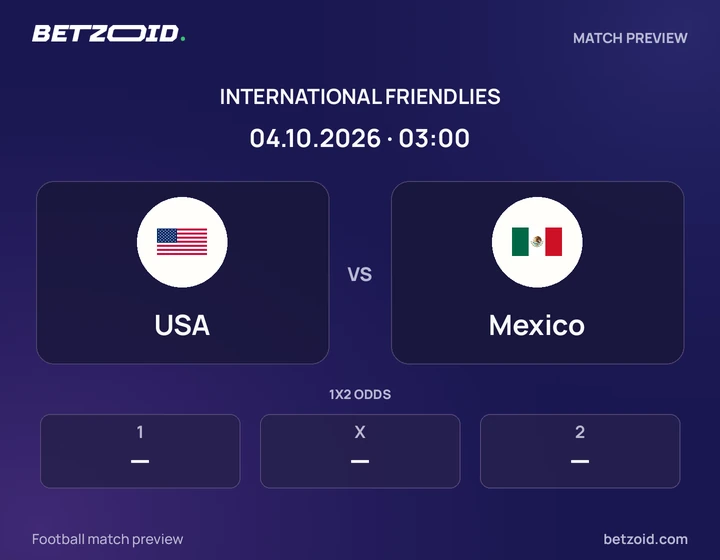 USA - Mexico USA vs Mexico: International Friendlies match preview with team badges and kick-off details.