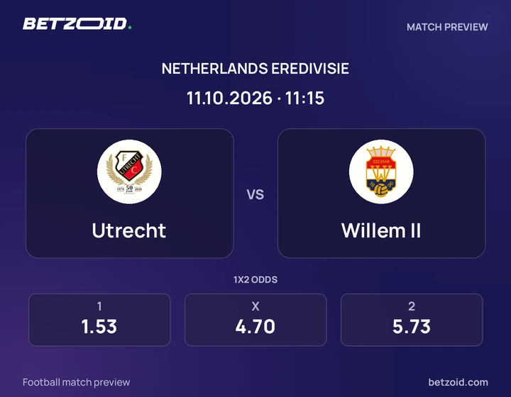 Utrecht – Willem II Utrecht – Willem II: wedstrijdafbeelding voor Eredivisie.