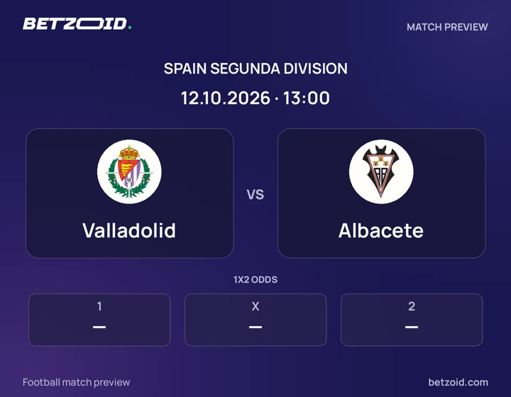 Valladolid - Albacete Valladolid vs Albacete: Spain Segunda Division match preview with team badges and kick-off details.