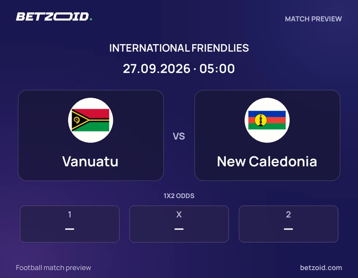 Vanuatu vs New Caledonia: International Friendlies match preview with team badges and kick-off details.