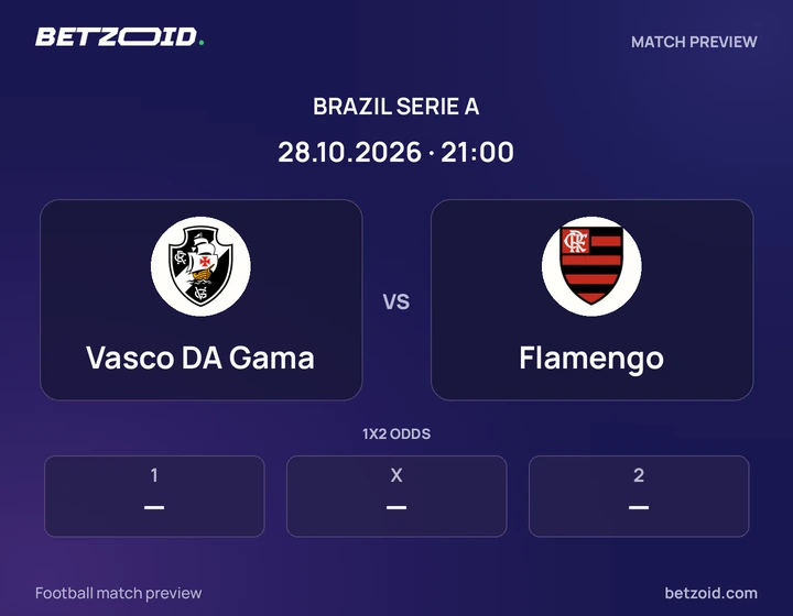 Vasco DA Gama - Flamengo Vasco DA Gama vs Flamengo: Brazil Serie A match preview with team badges and kick-off details.