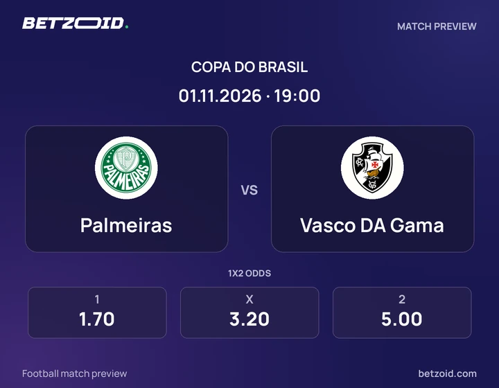 Palmeiras x Vasco da Gama Palmeiras x Vasco da Gama: prévia do jogo de Copa do Brasil, com escudos e informações da partida.