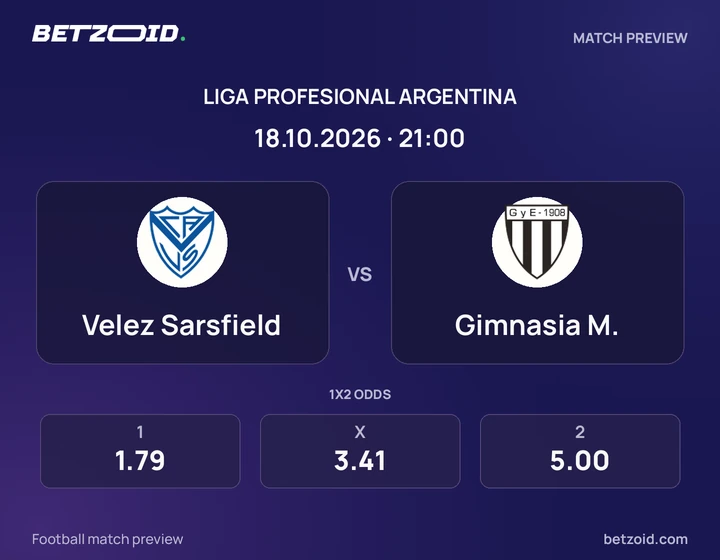Velez Sarsfield vs. Gimnasia M. Velez Sarsfield vs. Gimnasia M.: imagen del partido de Liga Profesional Argentina.