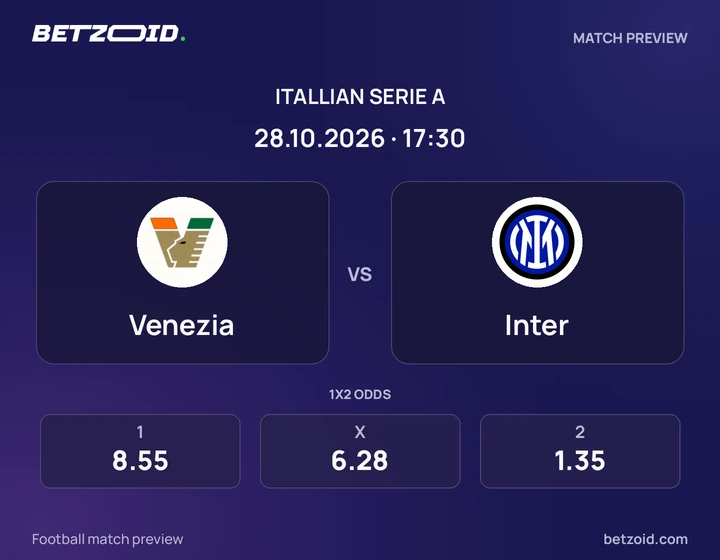 Venezia – Inter Venezia – Inter: presentazione della partita di Serie A con stemmi e orario di inizio.