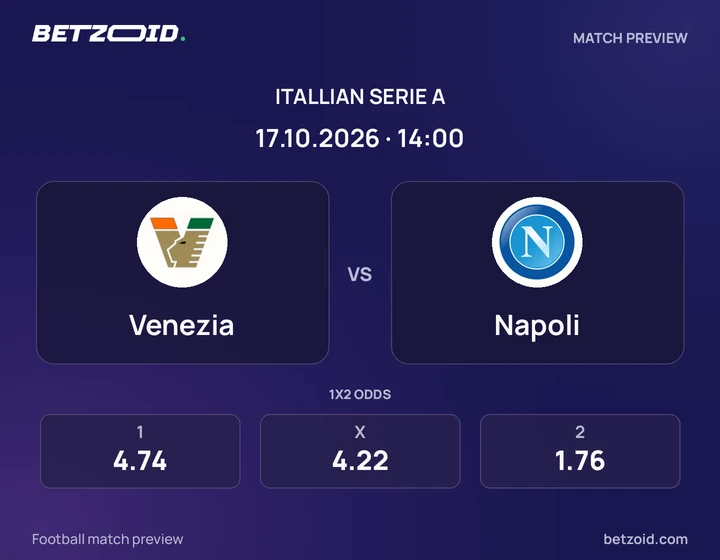Venezia – Napoli Venezia – Napoli: presentazione della partita di Serie A con stemmi e orario di inizio.