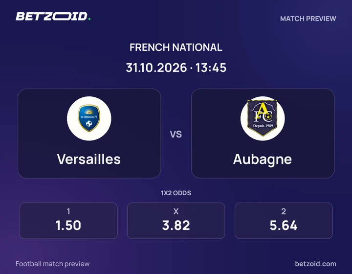 Versailles - Aubagne Versailles vs Aubagne: French National match preview with team badges and kick-off details.