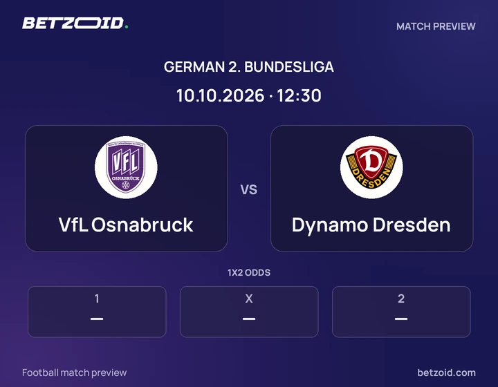 VfL Osnabruck - Dynamo Dresden VfL Osnabruck vs Dynamo Dresden: German 2. Bundesliga match preview with team badges and kick-off details.