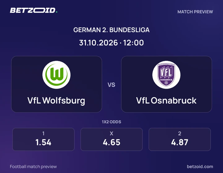 VfL Wolfsburg - VfL Osnabruck VfL Wolfsburg vs VfL Osnabruck: German 2. Bundesliga match preview with team badges and kick-off details.