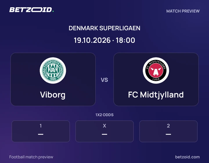 Viborg - FC Midtjylland Viborg vs FC Midtjylland: Denmark Superligaen match preview with team badges and kick-off details.