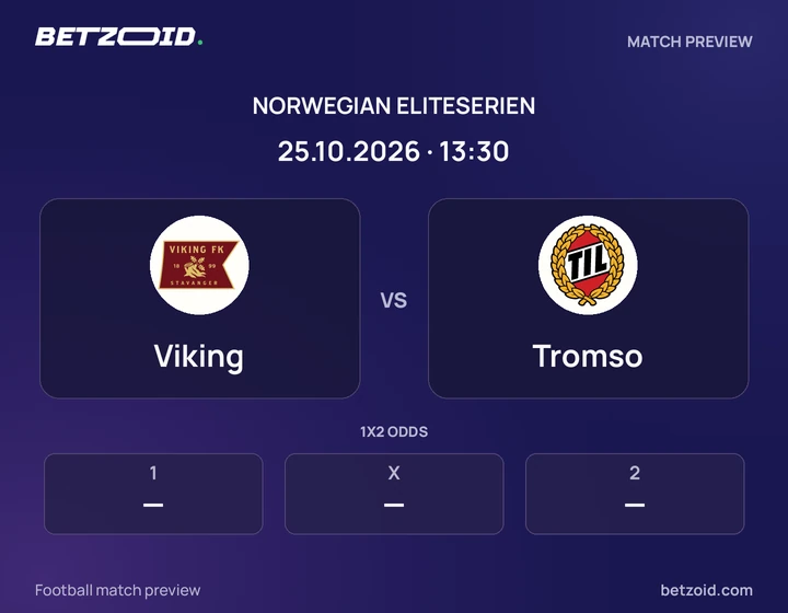 Viking - Tromso Viking vs Tromso: Norwegian Eliteserien match preview with team badges and kick-off details.