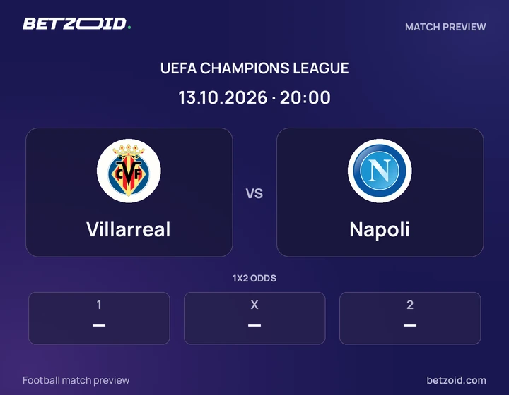 Villarreal vs Napoli: UEFA Champions League match preview with team badges and kick-off details.