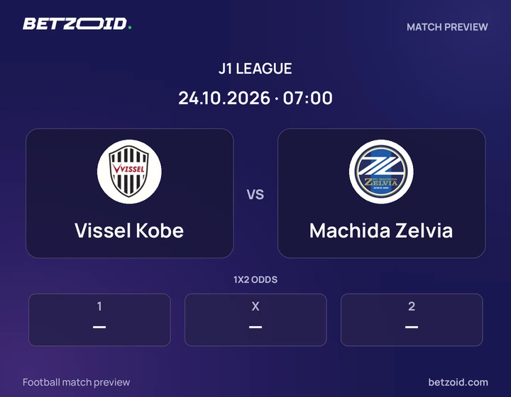 Vissel Kobe - Machida Zelvia Vissel Kobe vs Machida Zelvia: J1 League match preview with team badges and kick-off details.