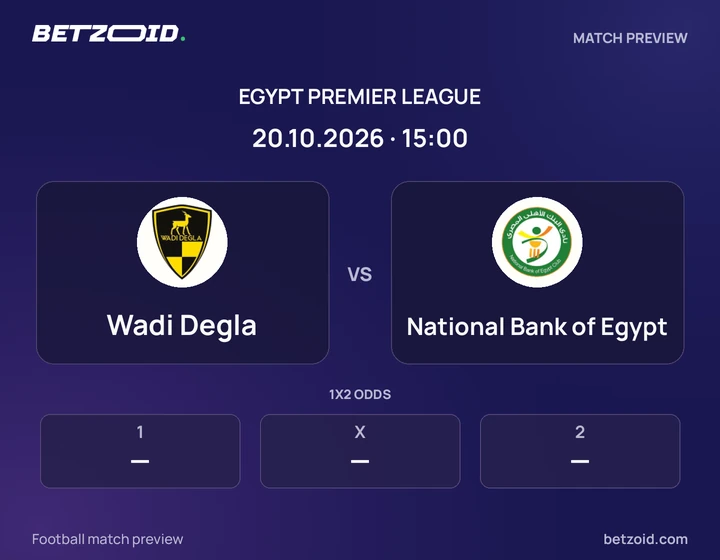 Wadi Degla vs National Bank of Egypt: Egypt Premier League match preview with team badges and kick-off details.