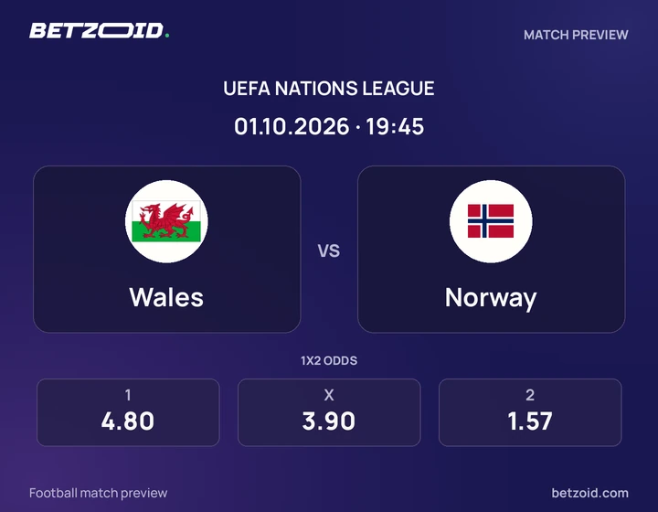 Wales - Norway Wales vs Norway: UEFA Nations League match preview with team badges and kick-off details.