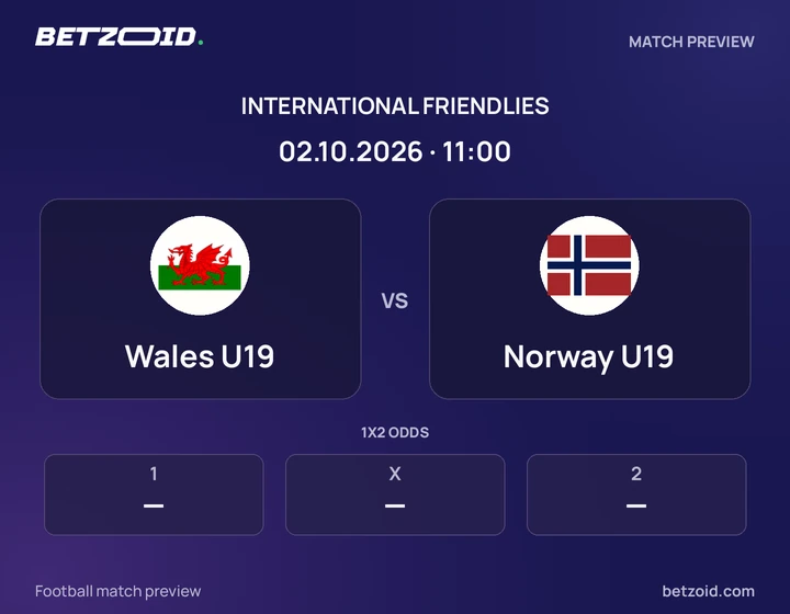 Wales U19 vs Norway U19: International Friendlies match preview with team badges and kick-off details.