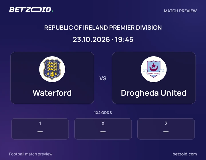 Waterford - Drogheda United Waterford vs Drogheda United: Republic of Ireland Premier Division match preview with team badges and kick-off details.