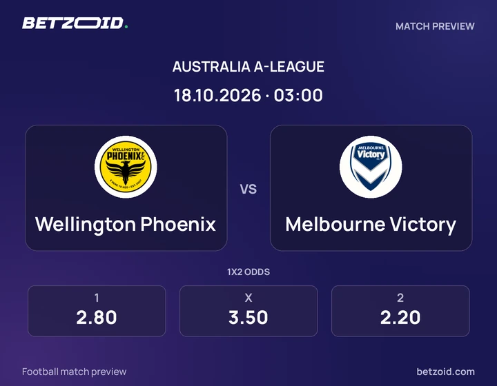 Wellington Phoenix - Melbourne Victory Wellington Phoenix vs Melbourne Victory: Australia A-League match preview with team badges and kick-off details.